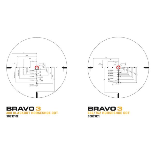 Sig Sauer BRAVO3 Battle Sight - 3x24mm 300 Blackout Horseshoe Dot Illum Ret 0.5 MOA M1913 - Black - Precision Shot Firearms