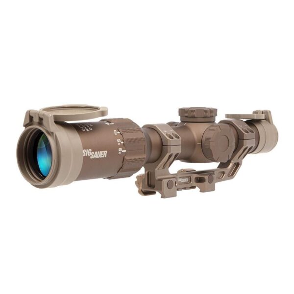 Sig Sauer Tango6T Rifle Scope 1-6x24mm 30mm FFP DWLR-556 Illum. FDE with DVO Factory Installed Alpha4 Mount / ARD & Flip-Back Caps - Precision Shot Firearms
