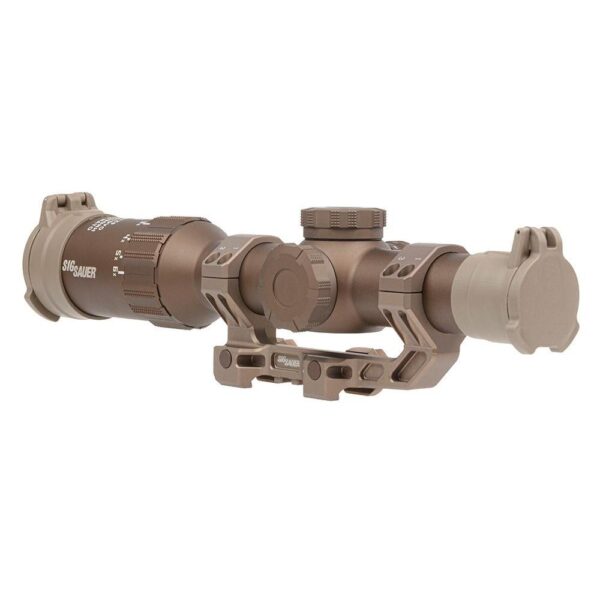 Sig Sauer Tango6T Rifle Scope 1-6x24mm 30mm FFP DWLR-556 Illum. FDE with DVO Factory Installed Alpha4 Mount / ARD & Flip-Back Caps - Precision Shot Firearms