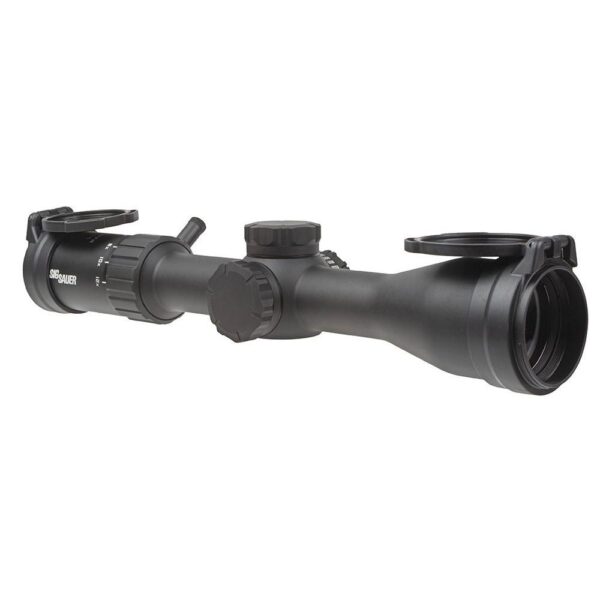Sig Sauer Whiskey 4 Low Profile Rifle Scope 3-12x44 30mm SFP Hellfire Quadplex Illum Capped 0.25 MOA - Black - Precision Shot Firearms