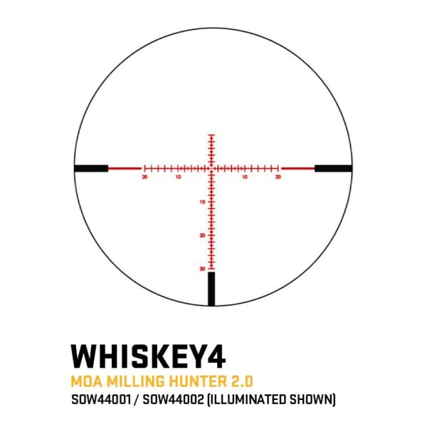 Sig Sauer Whiskey 4 Rifle Scope 4-16x44 30mm FFP MOA Milling Hunter 2.0 Illum Exposed Zero Stop Side Focus Black - Precision Shot Firearms