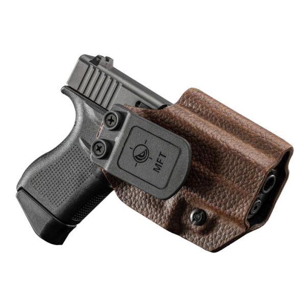 Mission First Tactical Leather Hybrid IWB/OWB Holster for Glock 43/43x Brown Ambi - Precision Shot Firearms