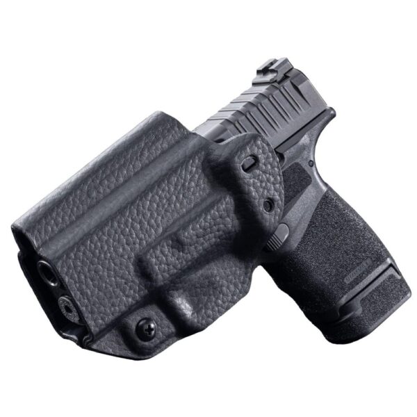 Mission First Tactical Leather Hybrid IWB/OWB Holster for Springfield HellCat Black Ambi - Precision Shot Firearms