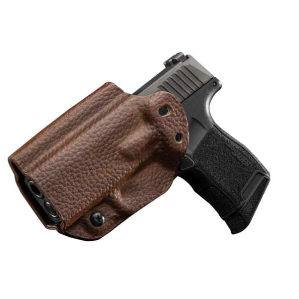Mission First Tactical Leather Hybrid IWB/OWB Holster for Sig Sauer P365 Brown Ambi - Precision Shot Firearms