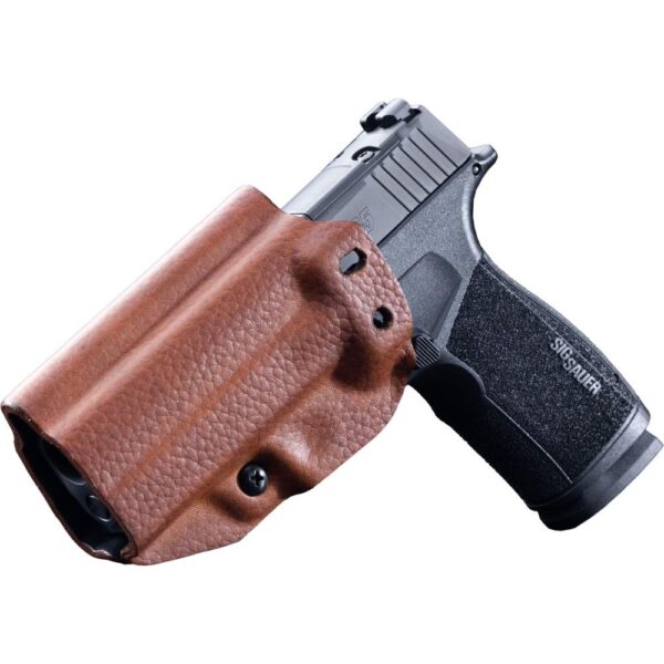 Mission First Tactical Leather Hybrid IWB/OWB Holster for Sig Sauer P365-XMacro Brown Ambi - Precision Shot Firearms