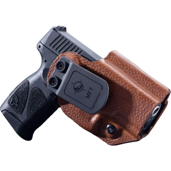 Mission First Tactical Leather Hybrid IWB/OWB Holster for Taurus PT111/G2/G2C/G2S/G3c Brown Ambi - Precision Shot Firearms