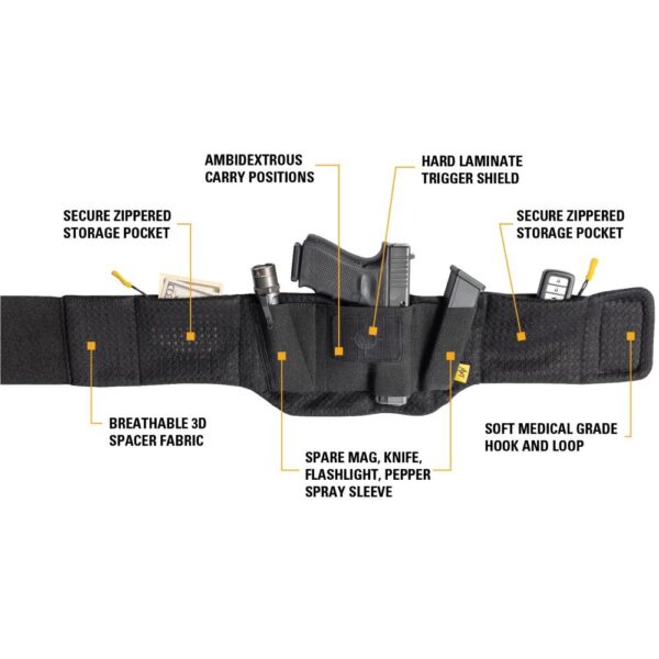 Mission First Tactical Belly Band Holster 26? to 52? Black Ambi - Precision Shot Firearms