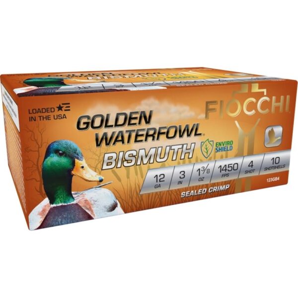 Fiocchi Golden Waterfowl Bismuth 12ga 3" 1-3/8oz 1450 fps #4 10/ct - Precision Shot Firearms