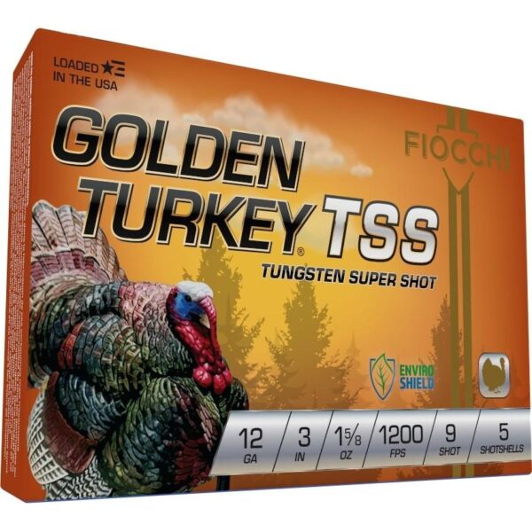 Fiocchi Golden Turkey Tungsten TSS Shotshells 12ga 3" 1-5/8oz 1200 fps #9 5/ct - Precision Shot Firearms