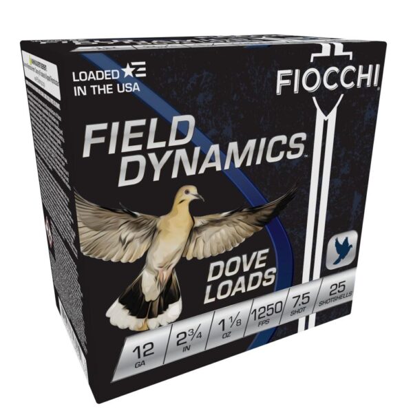 Fiocchi Lead Dove & Quail Shotshells 12ga 2-3/4 in 1-1/8 oz 1250 fps #7.5 25/ct - Precision Shot Firearms
