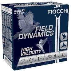 Fiocchi High Velocity Shotshells 12ga 2-3/4" 1 -1/4oz 1330 fps #4 25/ct - Precision Shot Firearms