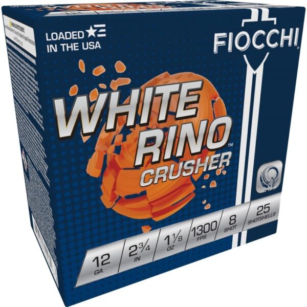 Fiocchi White Rino Crusher Shotshells 12 ga 2-3/4" 1-1/8oz 1300 fps #8 25/ct - Precision Shot Firearms