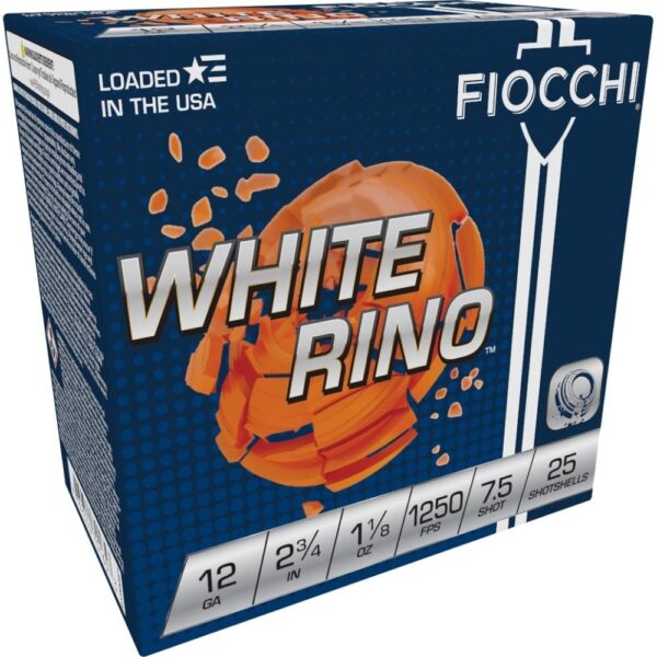 Fiocchi Exacta White Rino Shotshells 12ga 2-3/4" 1-1/8oz 1250 fps #7.5 25/ct - Precision Shot Firearms