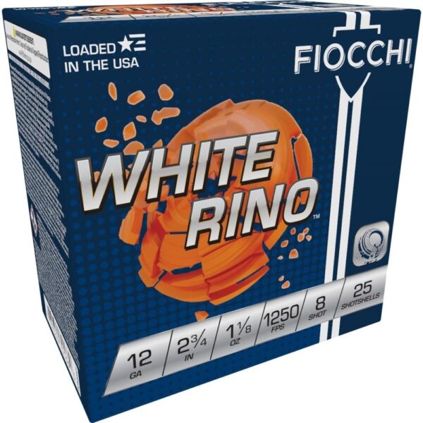 Fiocchi White Rino Shotshells 12 ga 2 3/4" 1 1/8oz 1250fps #8 25/ct - Precision Shot Firearms