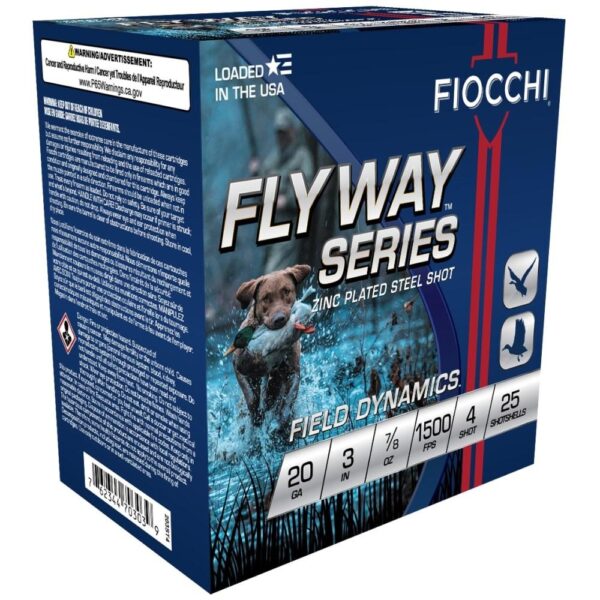 Fiocchi Flyway Steel Shotshells 20 ga 3" 7/8oz 1500fps #4 25/ct - Precision Shot Firearms