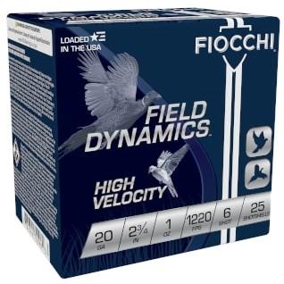 Fiocchi High-Velocity Hunting Load 20 ga 2 3/4" 2 3/4 dr 1 oz #6 1220 fps - 25/ct - Precision Shot Firearms