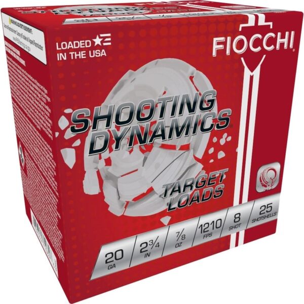 Fiocchi Exacta Heavy Shooting Dynamics Shotshells 20ga 2-3/4 in 7/8 oz 1210 fps #8 25/ct - Precision Shot Firearms