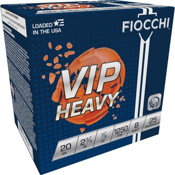 Fiocchi Exacta VIP Heavy Shotshells 20ga 2-3/4" 7/8oz 1250 fps #8 25/ct - Precision Shot Firearms