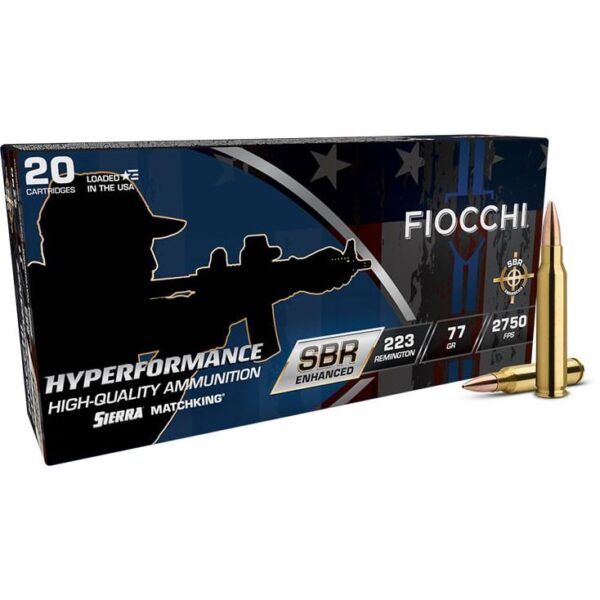 Fiocchi Hyperformance SBR Sierra Matchking Ammunition .223 Rem 77gr HPBT 2750 fps 20/ct - Precision Shot Firearms