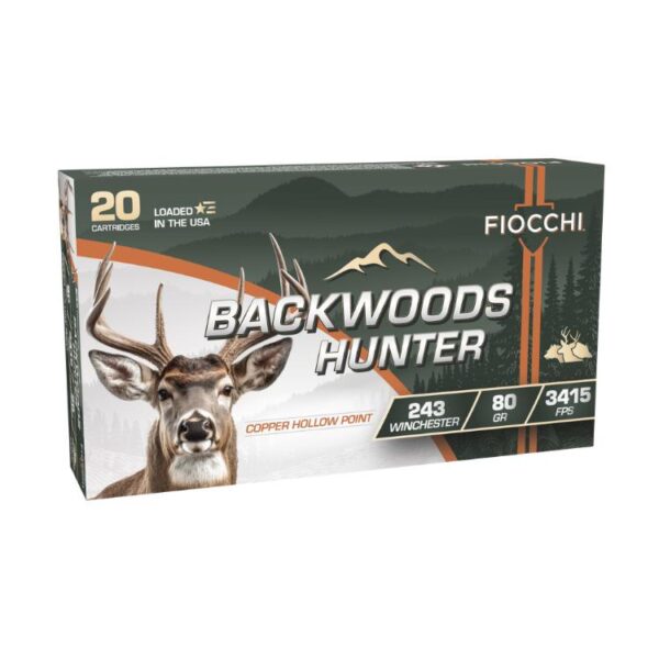 Fiocchi Backwoods Hunter Rifle Ammunition 243 Win 80gr CHP 3415 fps 20/ct - Precision Shot Firearms