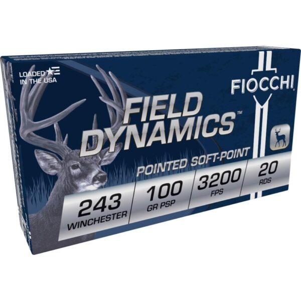 Fiocchi Field Dynamics Rifle Ammunition .243 Win 100 gr PSP 3200 fps 20/ct - Precision Shot Firearms