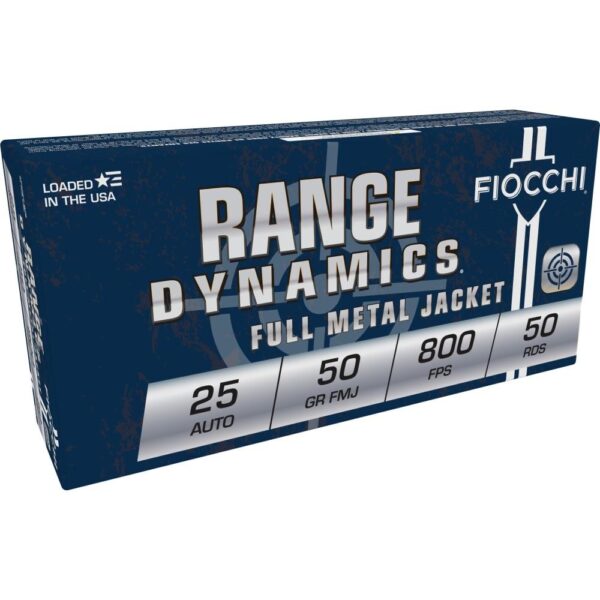 Fiocchi Pistol Shooting Dynamics Handgun Ammunition .25 ACP 50 gr FMJ 800 fps 50/box - Precision Shot Firearms