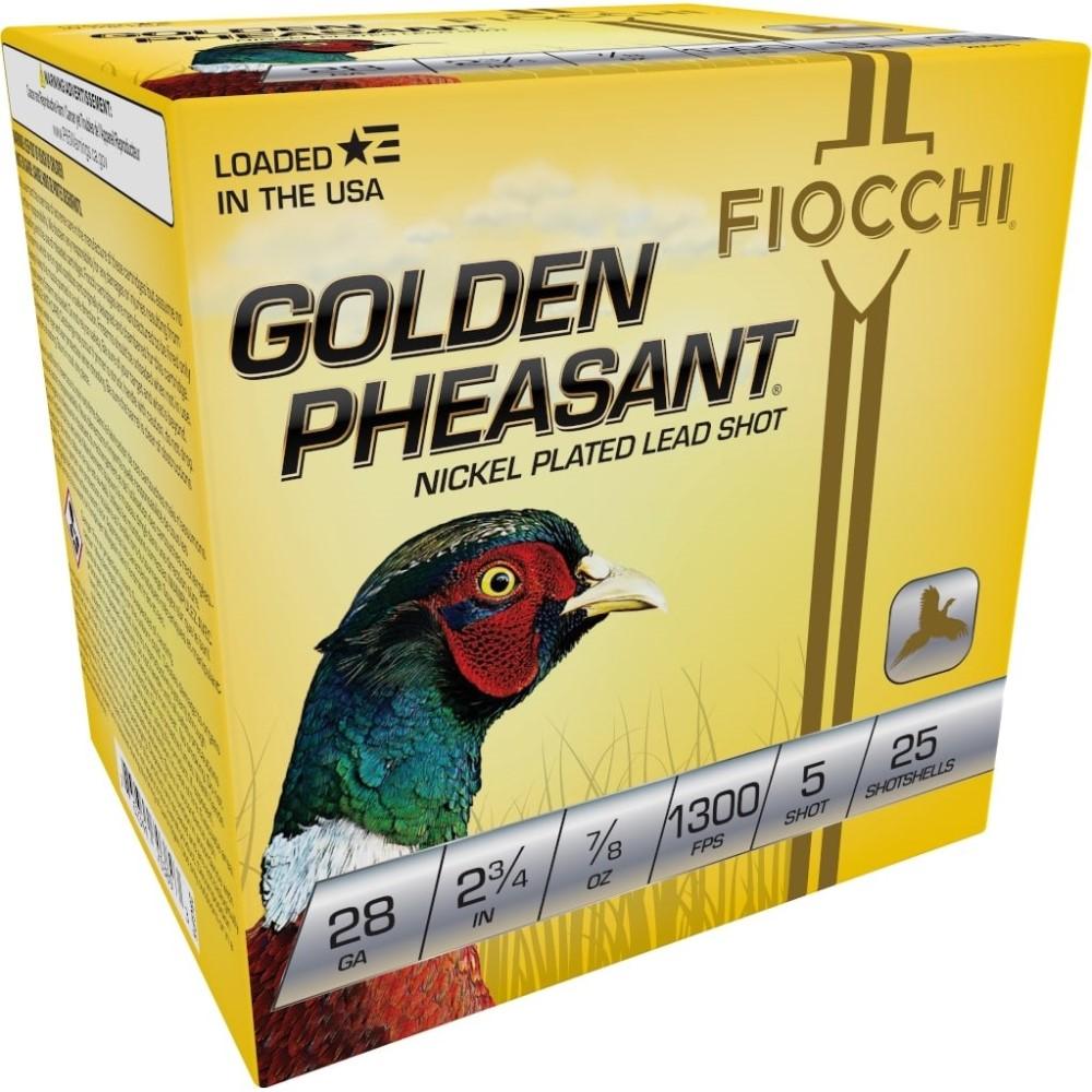 Fiocchi Golden Pheasant Shotshells 28ga 2-3/4" 7/8oz 1300 fps #5 25/ct - Precision Shot Firearms