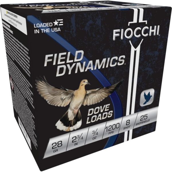 Fiocchi Lead Dove & Quail Shotshells 28ga 2-3/4 in 3/4 oz #8 1200 fps 25/ct - Precision Shot Firearms