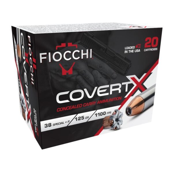 Fiocchi CovertX Handgun Ammunition .38 Spl(+P) 125gr JHP 1100 fps 20/ct - Precision Shot Firearms