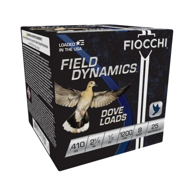 Fiocchi Lead Dove & Quail Shotshells .410ga 2-1/2 in 1/2oz #8 1200 fps 25/ct - Precision Shot Firearms