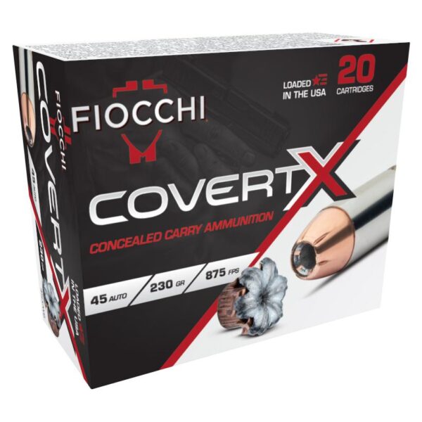 Fiocchi CovertX Handgun Ammunition .45 Auto 230gr JHP 875 fps 20/ct - Precision Shot Firearms