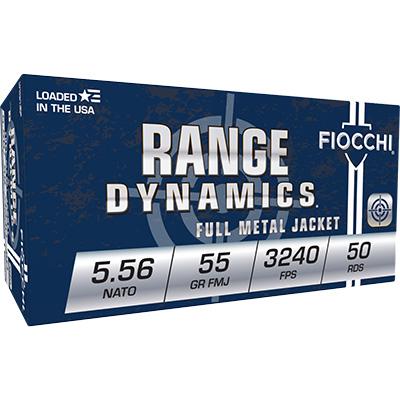 Fiocchi Range Dynamics Rifle Ammunition 5.56mm NATO 55 gr FMJ 3240 fps 50/ct - Precision Shot Firearms