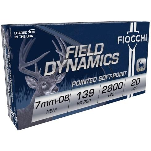 Fiocchi Field Dynamics Rifle Ammunition 7mm-08 Rem 139 gr PSP 2800 fps 20/ct - Precision Shot Firearms