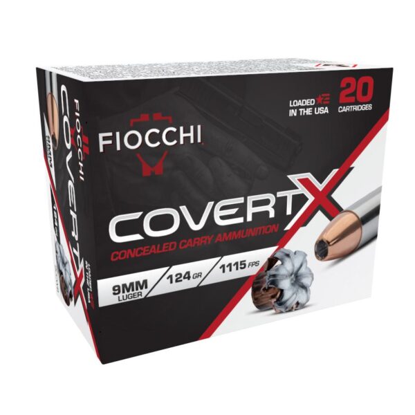 Fiocchi CovertX Handgun Ammunition 9mm Luger 124gr JHP 1115 fps 20/ct - Precision Shot Firearms