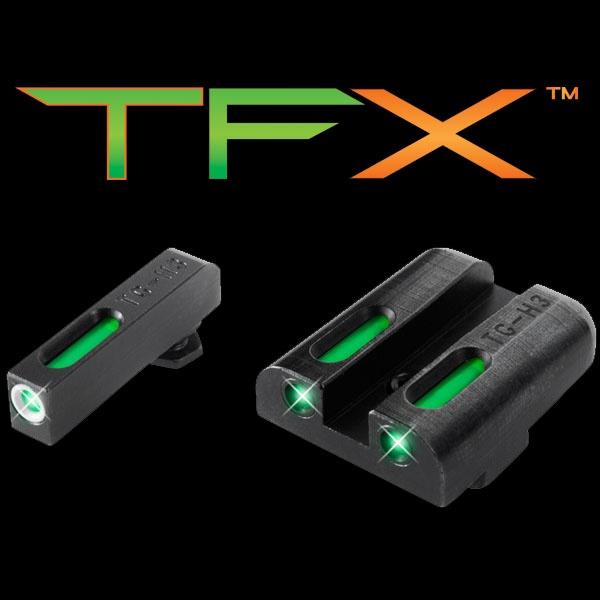 Truglo TFX Tritium/Fiber-Optic Day/Night Sights Fits CZ 75 Series - White Front Outline/Rear Green - Precision Shot Firearms