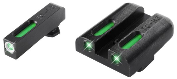 Truglo TFX Tritium/Fiber-Optic Day/Night Sights Fits GLOCK 17 / 17L 19 22 23 24 26 27 33 34 35 38 AND 39 - White Outline Front/Rear Green - Precision Shot Firearms