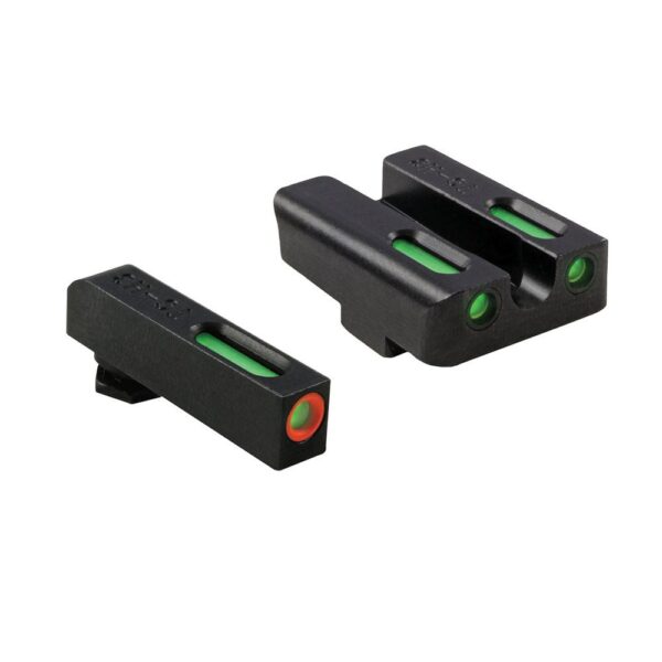 Truglo TFX Pro Tritium/Fiber-Optic Day/Night Sights Fit Glock 17 17L 19 23 24 26 27 33 34 35 38 39 45 - Orange Outline Front/Rear Green - Precision Shot Firearms