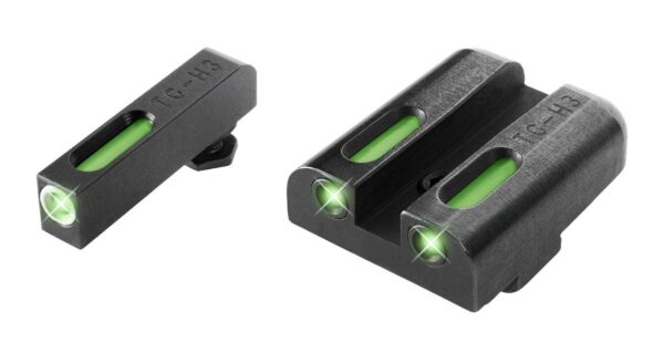 Truglo TFX Tritium/Fiber Optic Day/Night Sights Fits Glock 20 21 25 28 29 30 31 32 37 40 and 41 - White Outline Front/Rear Green - Precision Shot Firearms