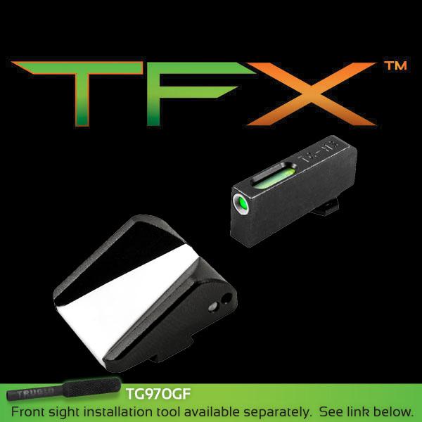 Truglo TFX Tritium Fiber Optic XTREME Handgun F.A.S.T. Sights Fit Glocks Except 42/43 & M.O.S. - F.A.S.T Rear Sight / TFX Front Sight - White - Precision Shot Firearms