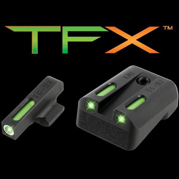 Truglo TFX Tritium/Fiber-Optic Day/Night Sights Fits Kimber 1911 Models with Fixed Rear Sight - White Outline Front/Green Rear - Precision Shot Firearms