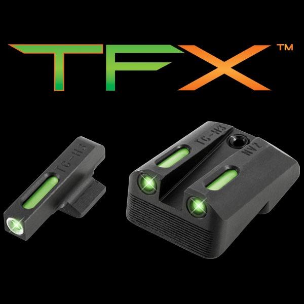 Truglo TFX Tritium/Fiber-Optic Day/Night Sights Fits Novak LoMount cut .270 Front / .450 Rear (1911 5" Government 9mm / .40 S&W) - White Outline Front - Precision Shot Firearms