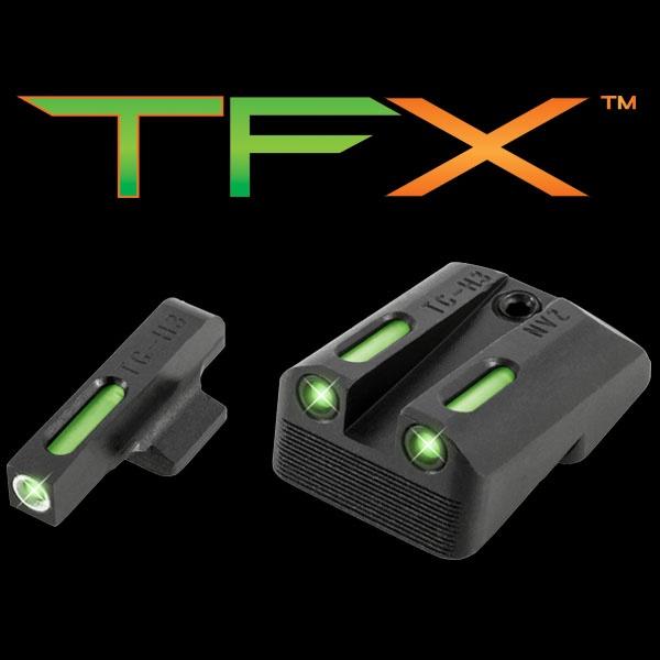 Truglo TFX Tritium/Fiber-Optic Day/Night Sights Fits Novak LoMount cut .270 Front / .500 Rear (1911 3_ Officers & 4.25_ Commander 9mm / .40S&W) - Whit - Precision Shot Firearms