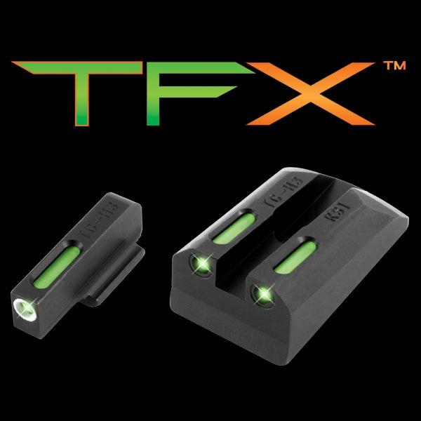 Truglo TFX Tritium/Fiber-Optic Day/Night Sights Fits Ruger SR9 / SR9C SR40 / SR40C SR45 - White Outline Front/Rear Green - Precision Shot Firearms