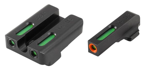 Truglo TFX Pro Next Gen Tritium & Fiber Optic Xtreme Handgun Sight - Sig Sauer #6 front / #8 rear - Orange Outline Front/Rear Green - Precision Shot Firearms