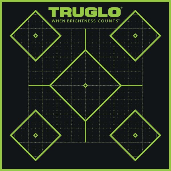 TRUGLO TRU-SEE Self Adhesive Targets - 5 Diamond 12x12 Green 12 Pack - Precision Shot Firearms