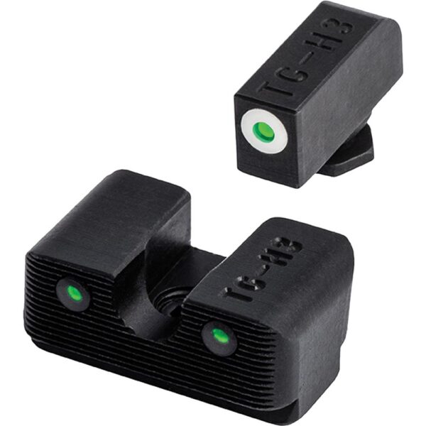 Truglo Tritium Pro Night Sights for Glock 17 / 17L 19 22 23 24 26 27 33 34 35 38 39 Front Outline White Rear Green - Precision Shot Firearms
