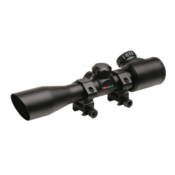 Truglo 4x32mm Crossbow Scope with Weaver Style Rings - Illuminated Dual Color Reticle Matte Black - Precision Shot Firearms