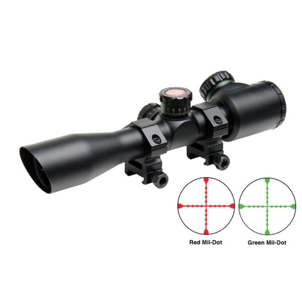 Truglo Tru-Brite Extreme Tactical Compact Rifle Scope with Rings - 4x32mm Dual Color Illum. Mil-Dot 4" Matte - Precision Shot Firearms