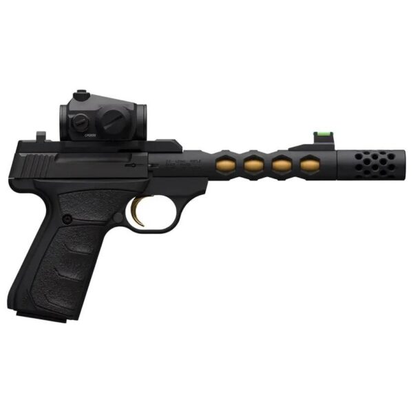 Browning Buck Mark Vision Handgun .22 LR 10rd Magazine 5.875" 1/2x28 Threaded Barrel Black Gold with Vortex Red Dot - Precision Shot Firearms