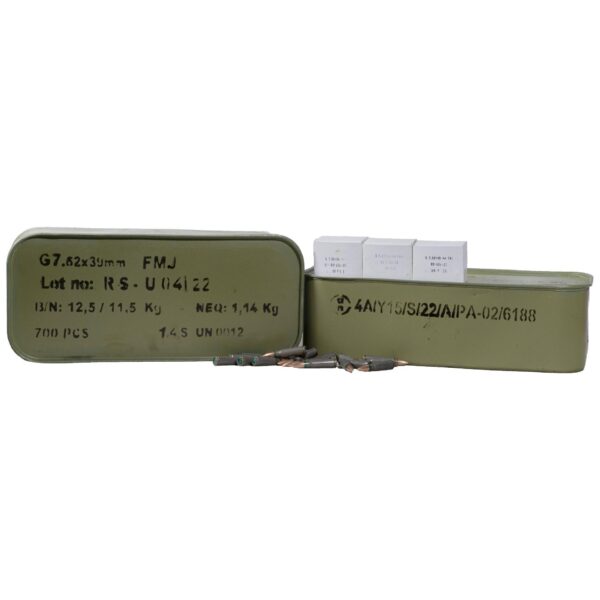 Century Arms Romanian Non-Corrosive Steel Case Rifle Ammunition 7.62x39 123gr FMJ 700/ct(Sealed Tin of 20rd Boxes) - Precision Shot Firearms